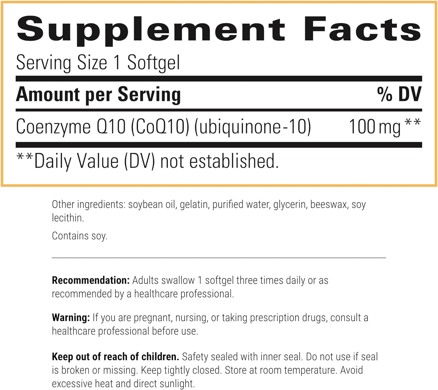 A picture of a label with supplement facts