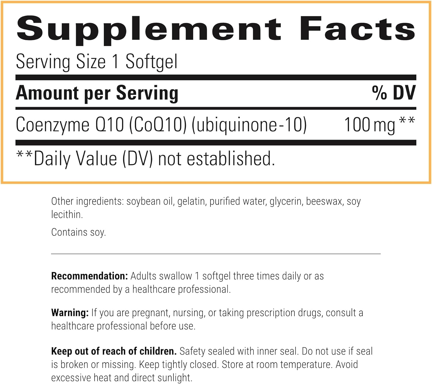 A picture of a label with supplement facts