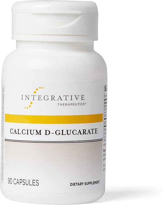 A bottle of Integrative Therapeutics Calcium D-Glucarate dietary supplement with 90 capsules.