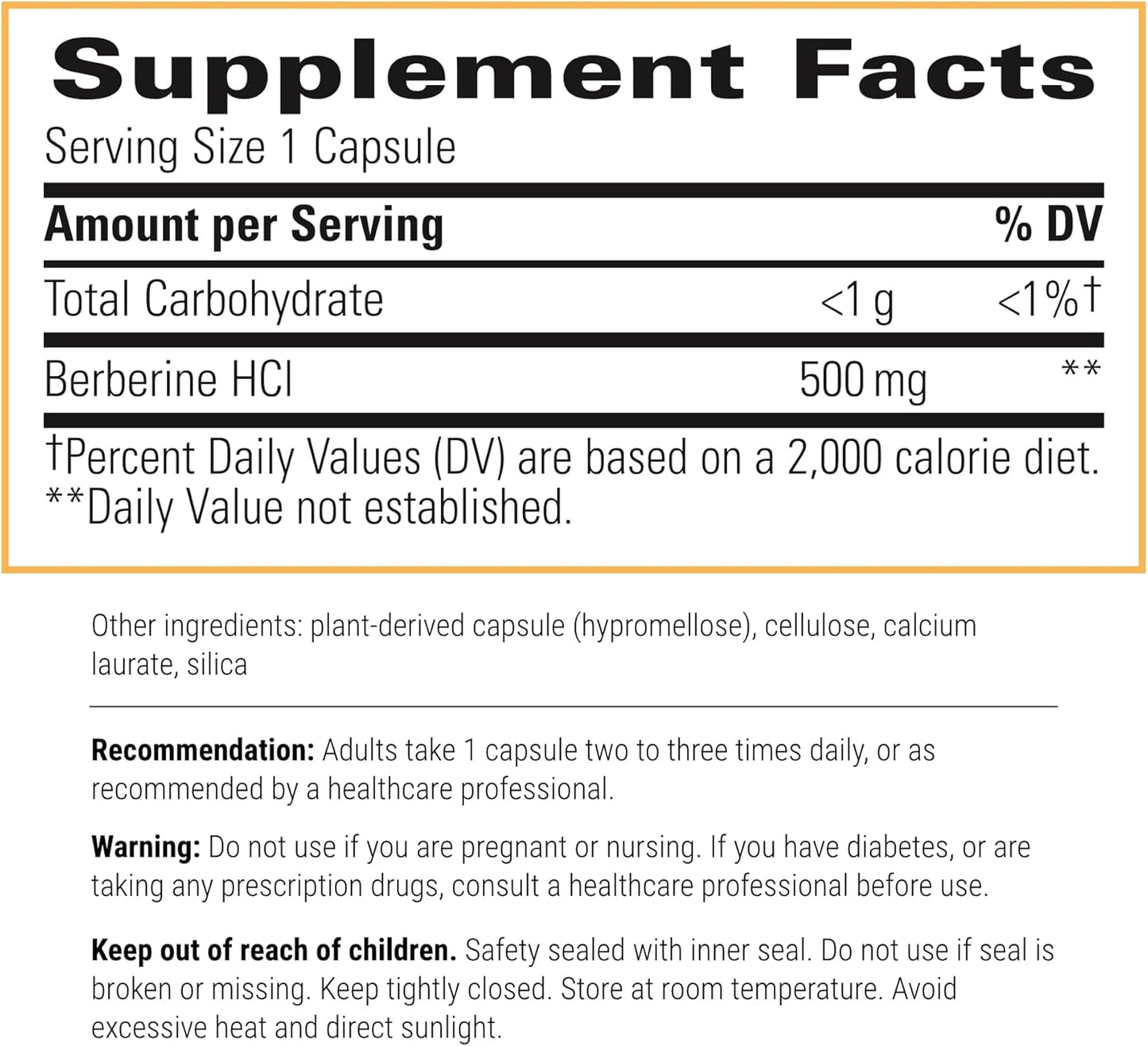 A picture of supplement facts and ingredients.