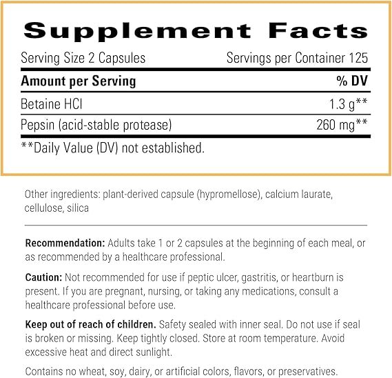 A list of supplement facts.  
