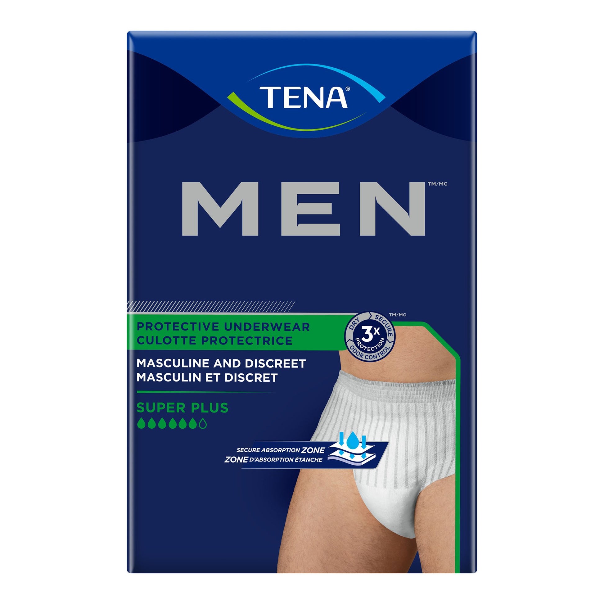 TENA Men protective underwear packaging on a white background
