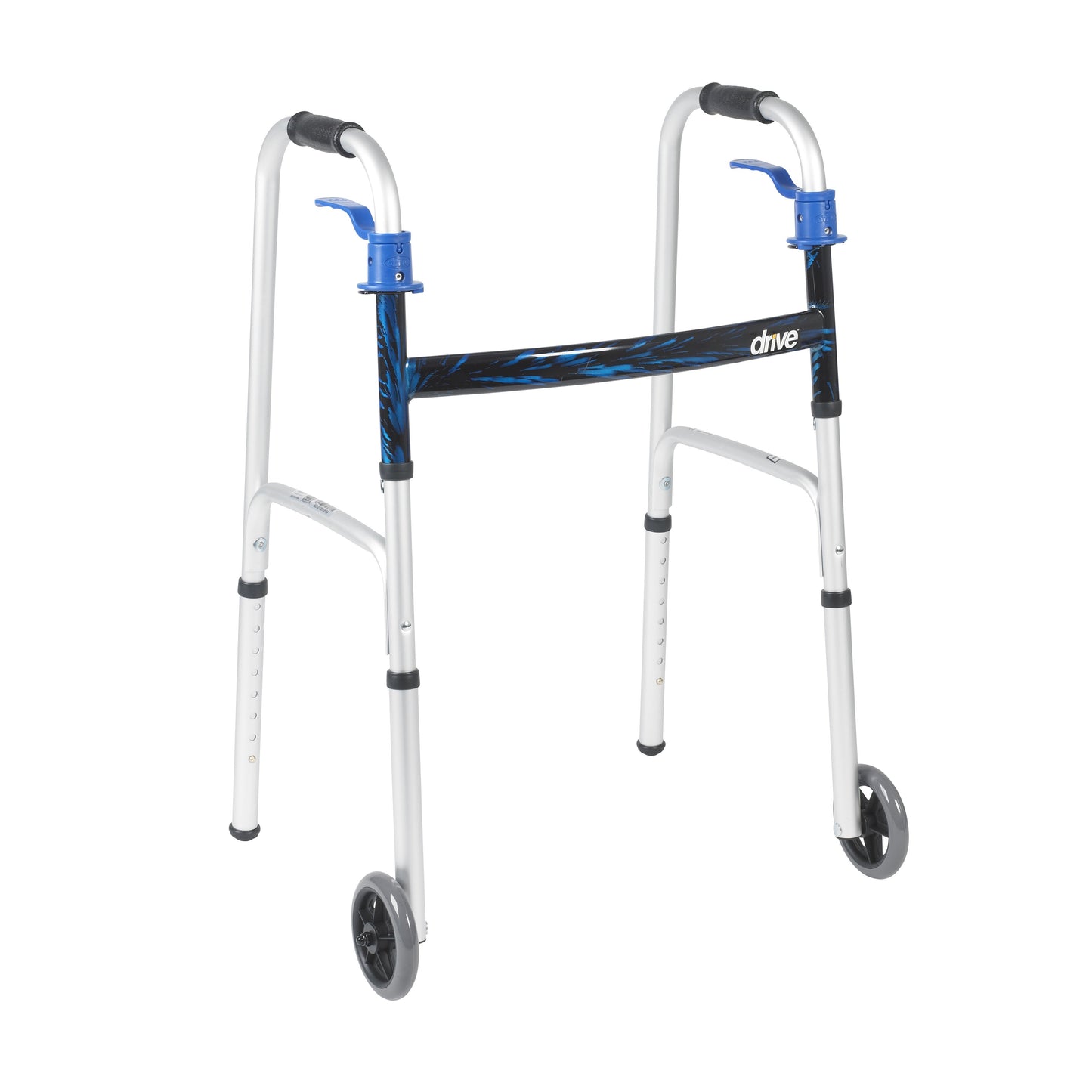 Dual Release Folding Walker Adjustable Height drive™ Aluminum Frame 350 lbs. Weight Capacity 32 to 39 Inch Height (10226-1)