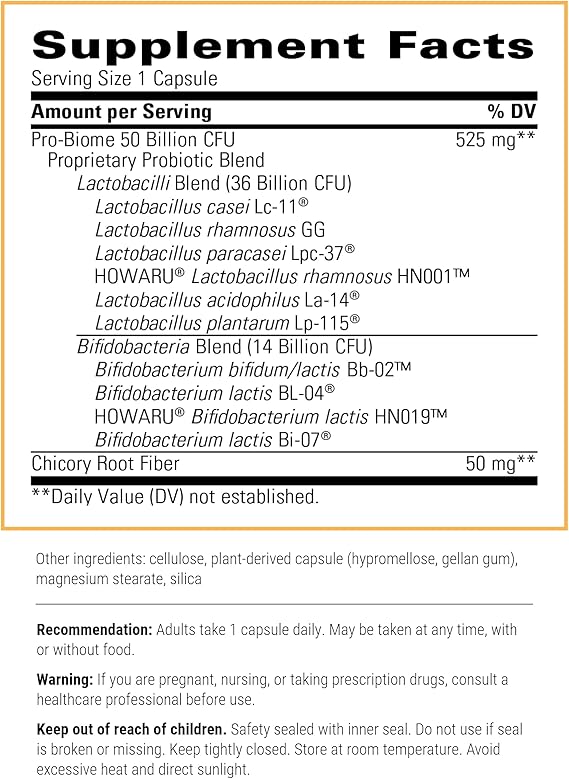 A list of supplement facts