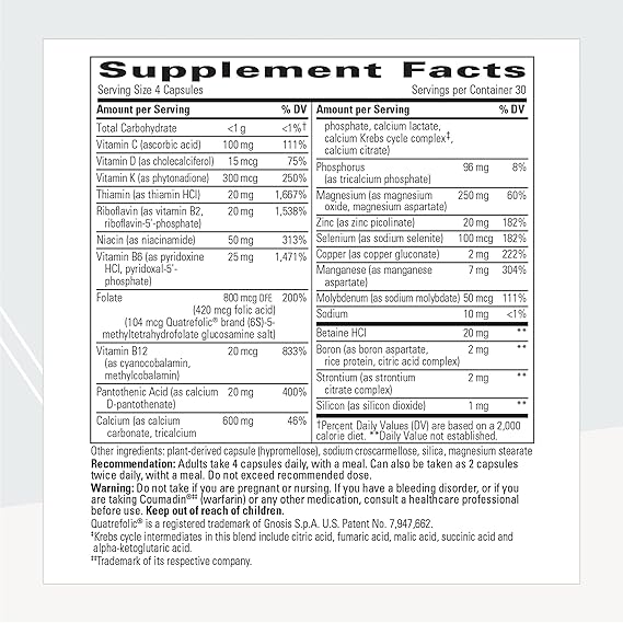 A list of supplement facts