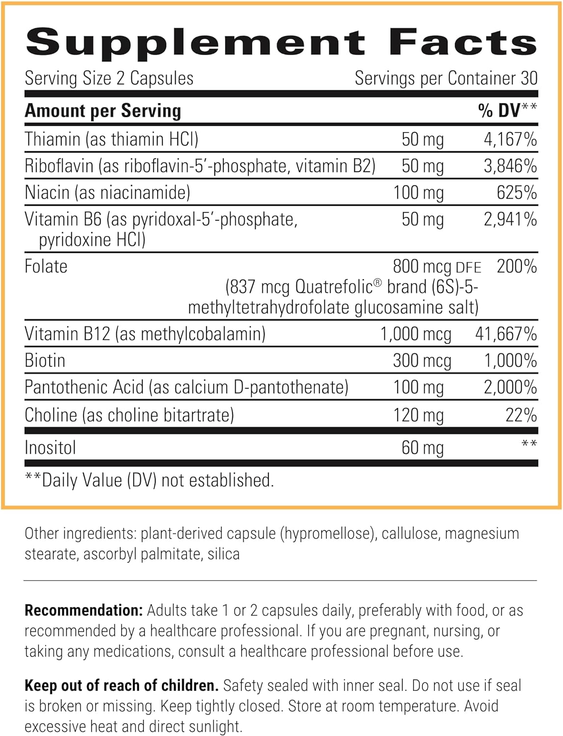A picture of supplement facts and ingredients.