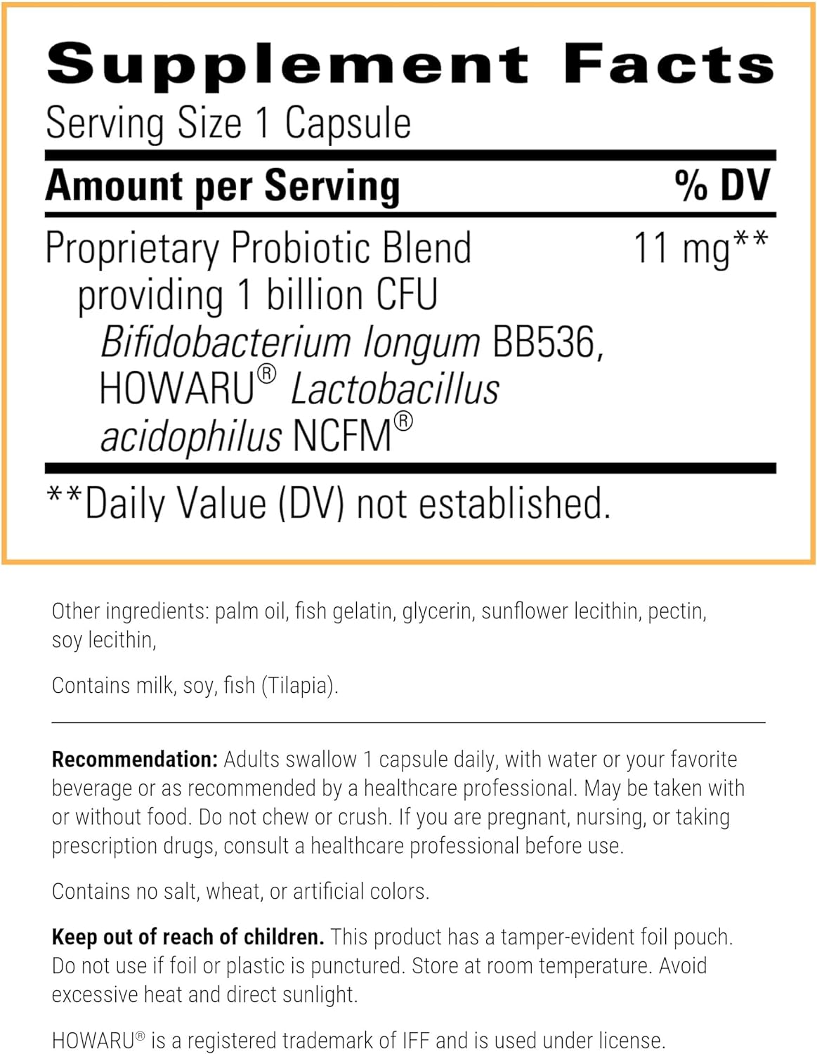 A picture of a label with supplement facts
