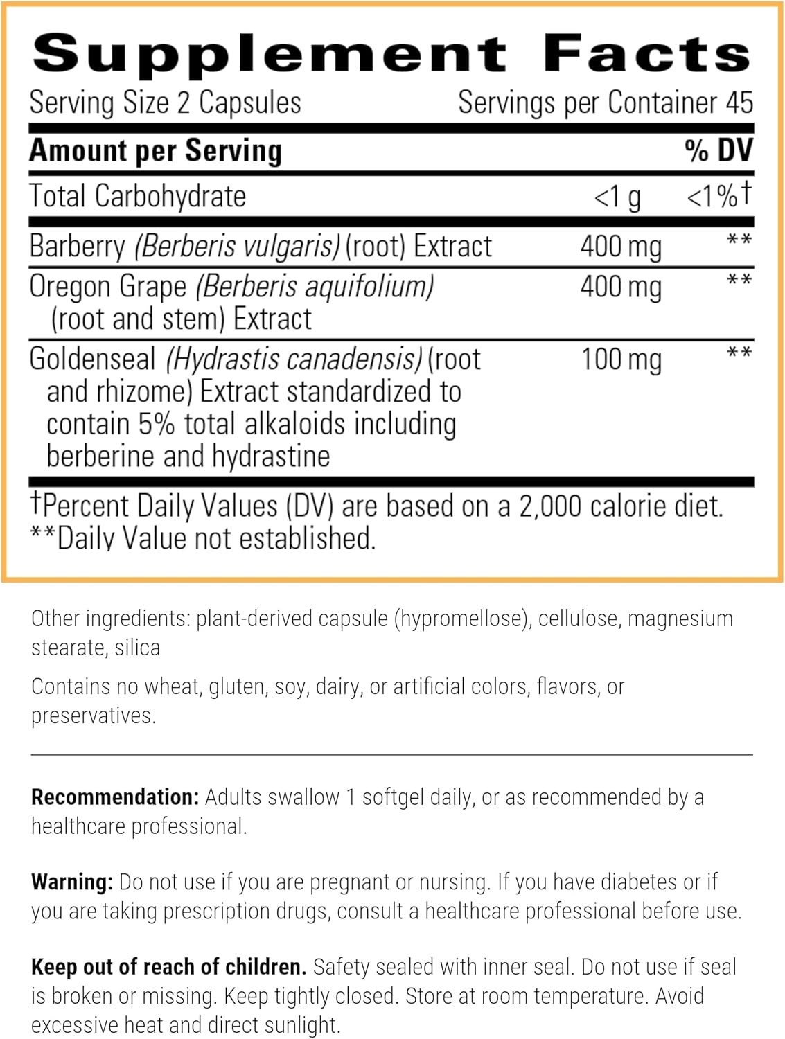 A picture of a label with supplement facts