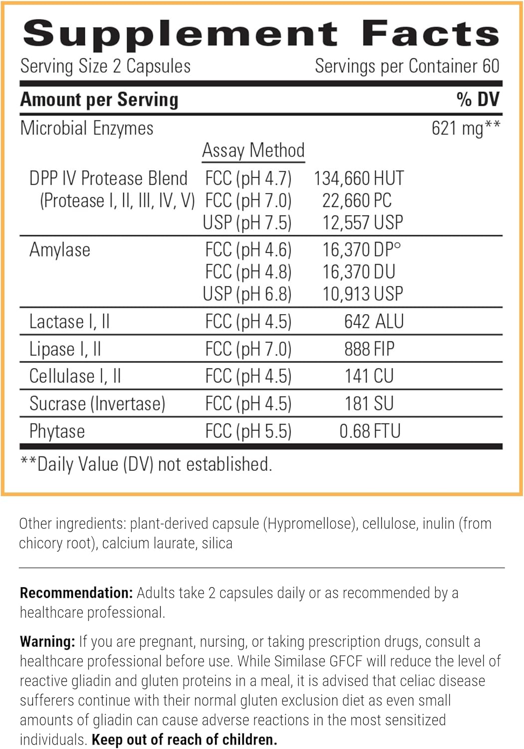 A picture of a label with supplement facts