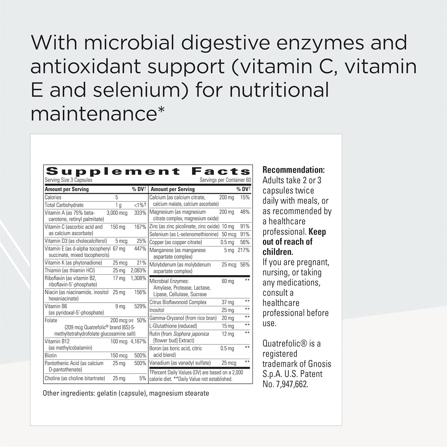 A picture of a label with supplement facts