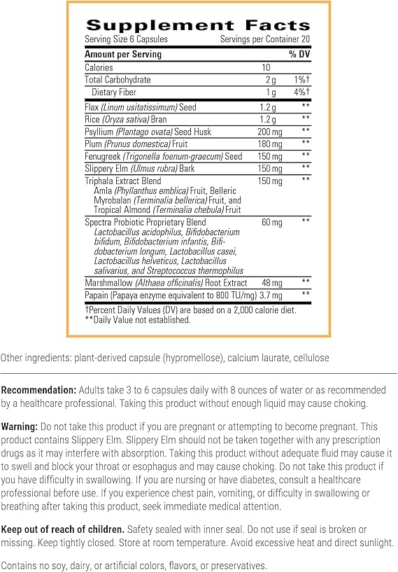 A list of supplement facts.  
