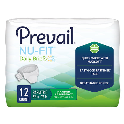 Unisex Adult Brief Brief Prevail® Nu-Fit®  Disposable Heavy Absorbency-Bariatric (CRB-017)