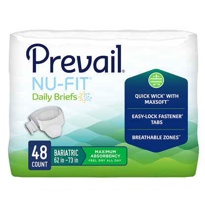 Unisex Adult Brief Brief Prevail® Nu-Fit®  Disposable Heavy Absorbency-Bariatric (CRB-017)