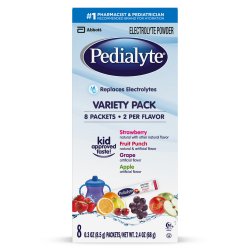 Oral Electrolyte Solution Pedialyte® Powder Packs Fruit Punch / Grape / Apple / Strawberry Flavor 0.3 oz. Electrolyte (56090)