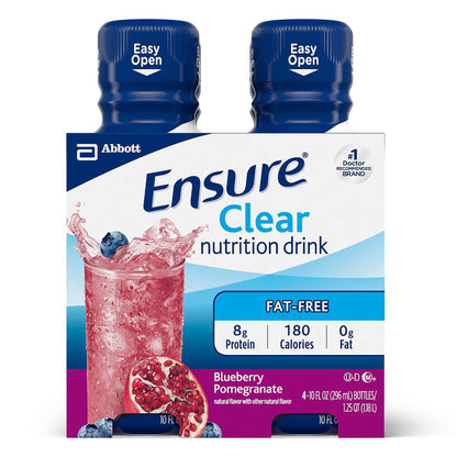 Ensure Clear nutrition drink package with blueberry pomegranate flavor on a white background