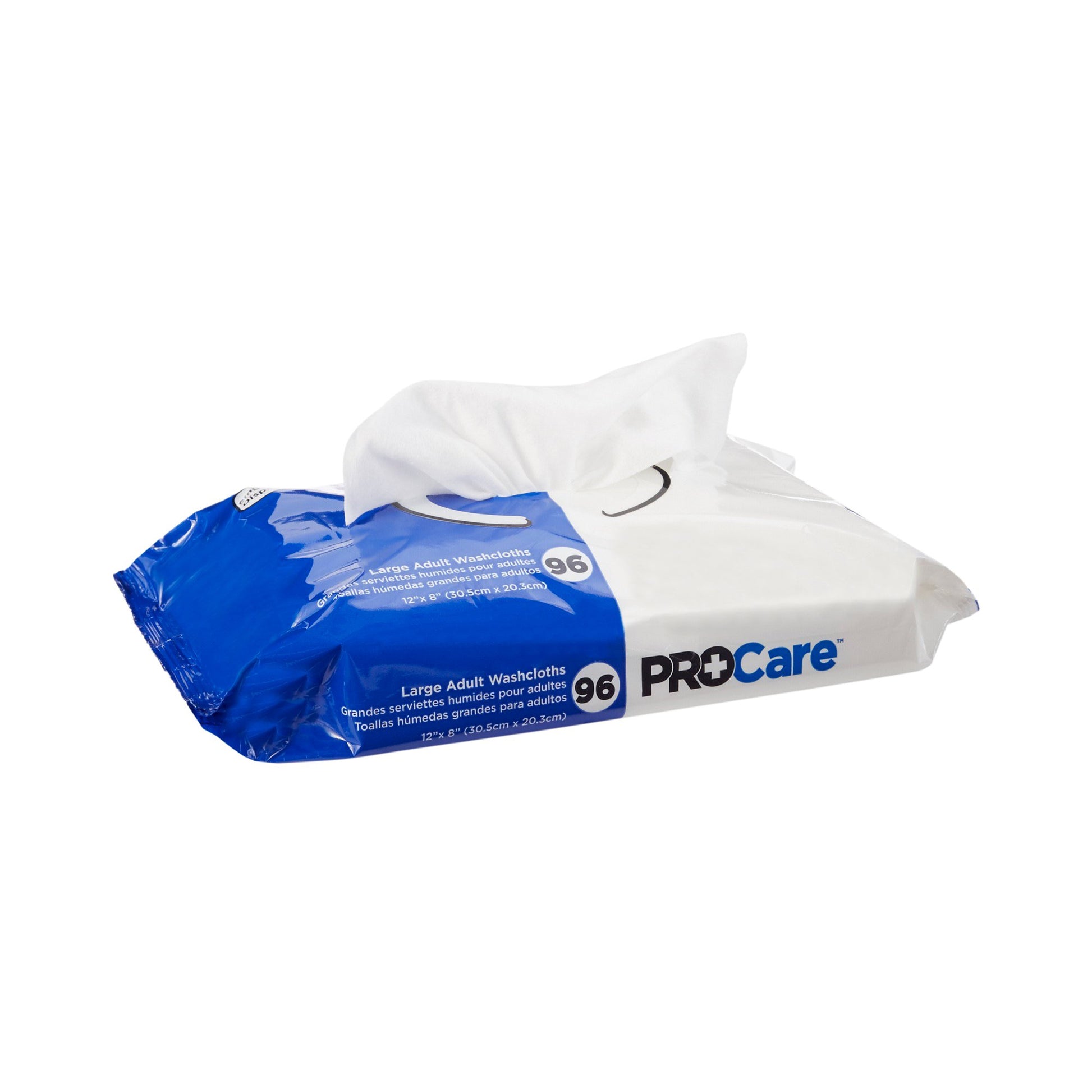 Package of ProCare large adult washcloths on a white background