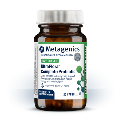 Metagenics UltraFlora Complete Probiotic bottle on a white background