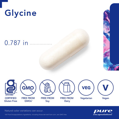 A picture of a white glycine capsule, measureing .787 inches