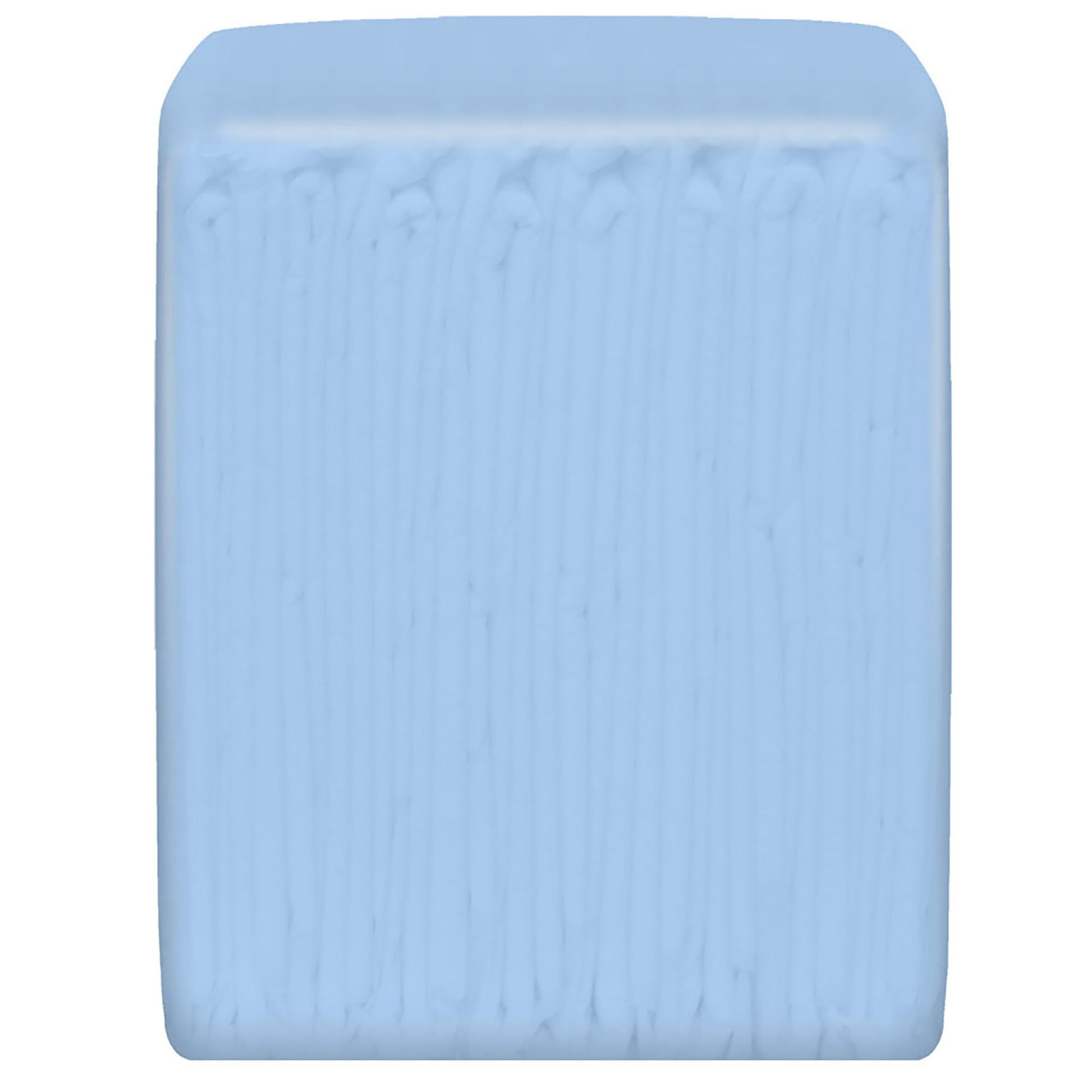 Light blue textured bar of soap on a white background