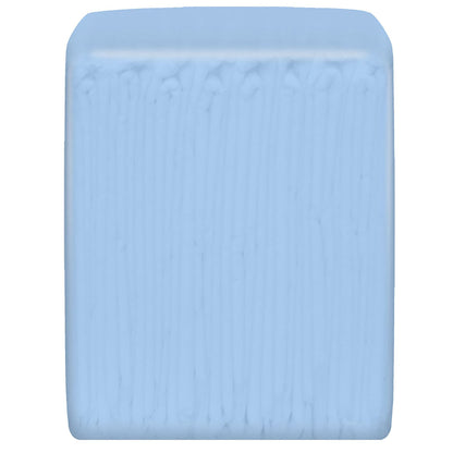 Light blue textured bar of soap on a white background