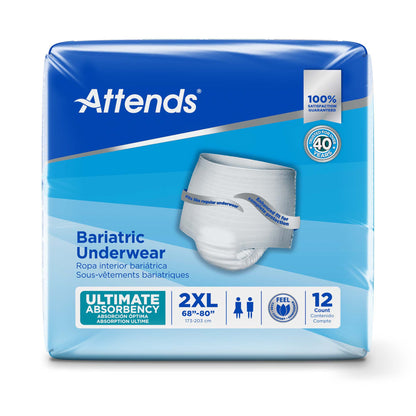 Attends bariatric underwear packaging on a white background