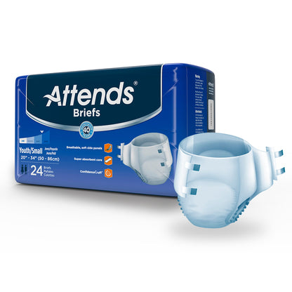 Attends briefs packaging with a single brief displayed on a white background