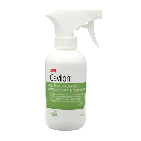 A pump bottle of 3M Cavilon skin cleanser with floral scent, designed for no-rinse cleaning.
