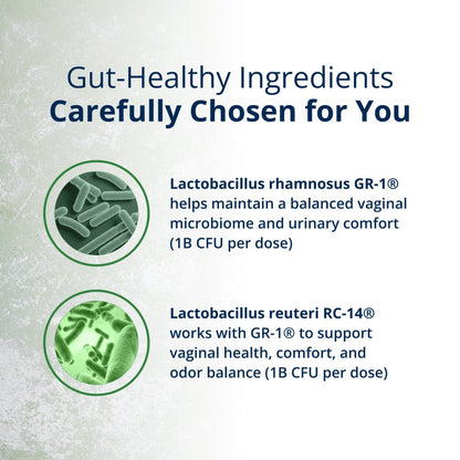 Text and icons about gut-healthy ingredients with Lactobacillus strains on a light background
