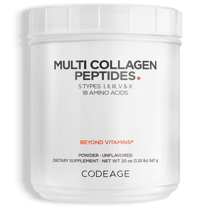 Container of Multi Collagen Peptides with branding on a white background