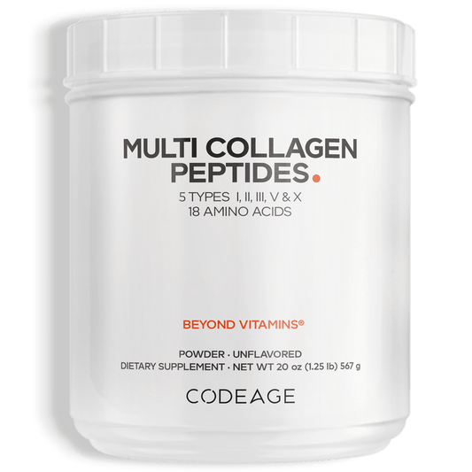 Container of Multi Collagen Peptides with branding on a white background