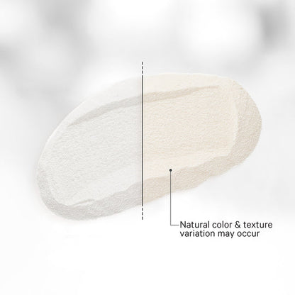 Two beige circular rugs on a light gray background with text indicating natural color and texture variation.