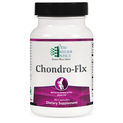 A bottle of OrthoMolecular Products Chondro-Flx dietary supplement with 90 capsules for joint health.