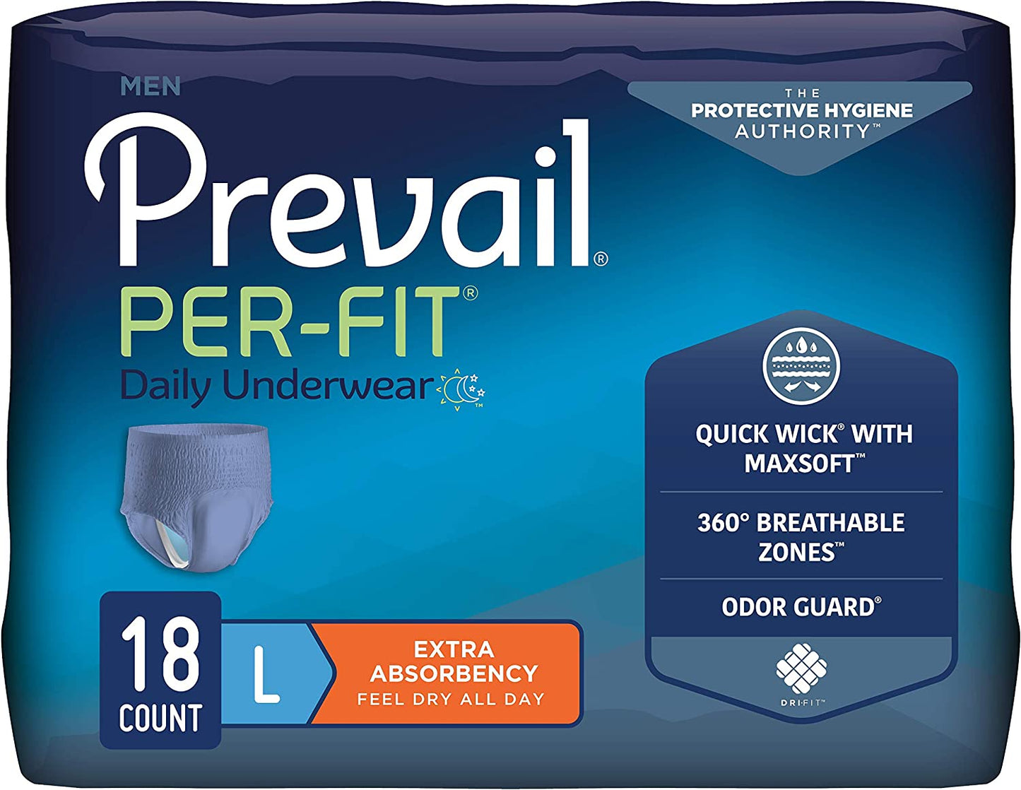 Prevail Per-Fit Protective Underwear for Men, Extra Absorbency-(PFM-512, PFM-513, PFM-514)