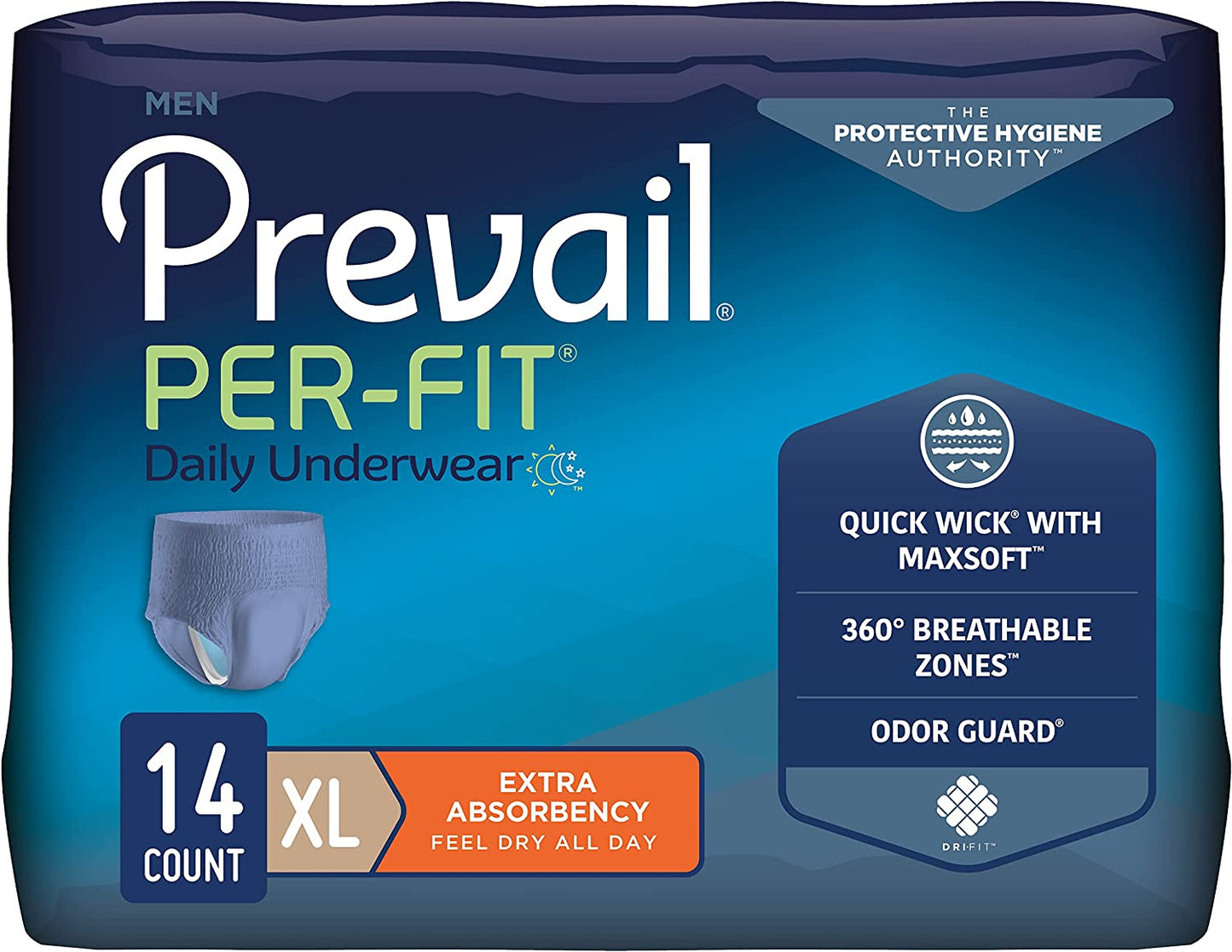 Prevail Per-Fit Protective Underwear for Men, Extra Absorbency-(PFM-512, PFM-513, PFM-514)