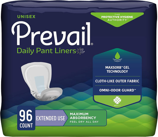 Prevail Daily Pant Liners, Unisex, Maximum Absorbency, Extended Use (PL-115)