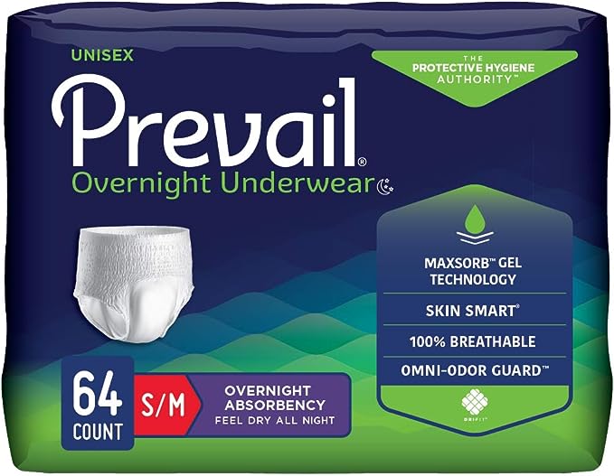 Prevail Unisex Overnight Protective Underwear, Overnight Absorbency (PVX-512, PVX-513, PVX-514)