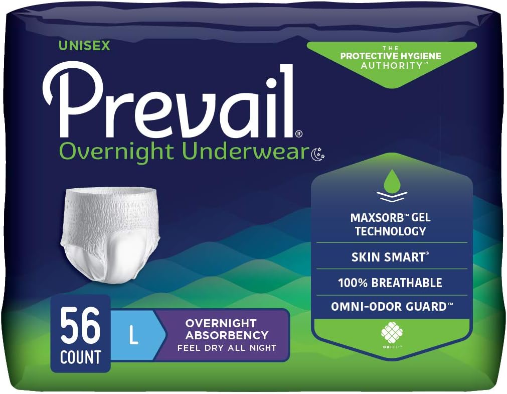 Prevail Unisex Overnight Protective Underwear, Overnight Absorbency (PVX-512, PVX-513, PVX-514)