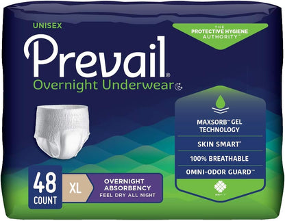 Prevail Unisex Overnight Protective Underwear, Overnight Absorbency (PVX-512, PVX-513, PVX-514)
