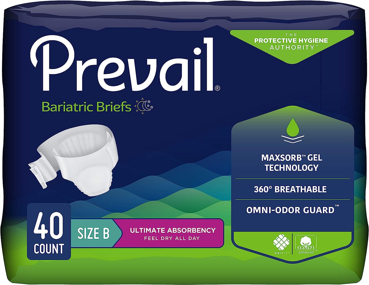 Prevail Specialty Brief, Bariatric B, To 100 Inch Waist Heavy Absorbency, (PV-094)