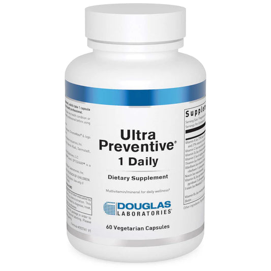 A bottle of Douglas Labs Ultra Preventive 1 Daily dietary supplement with 60 vegetarian capsules.