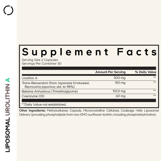 Supplement facts label with detailed ingredient information on a white background