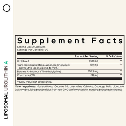 Supplement facts label with detailed ingredient information on a white background