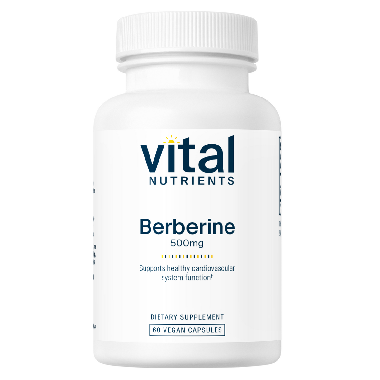 A bottle of Vital Nutrients Berberine 500mg dietary supplement with 60 vegan capsules.