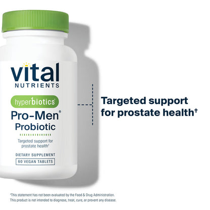 A bottle of Vital Nutrients Hyperbiotics Pro-Men Probiotic with 60 vegan tablets.