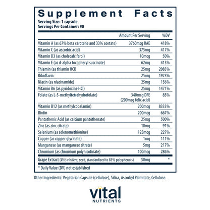 A picture of the supplement facts label