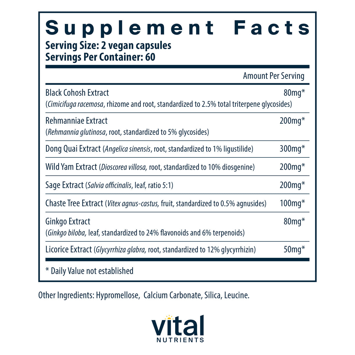 A picture of the supplement facts label.  