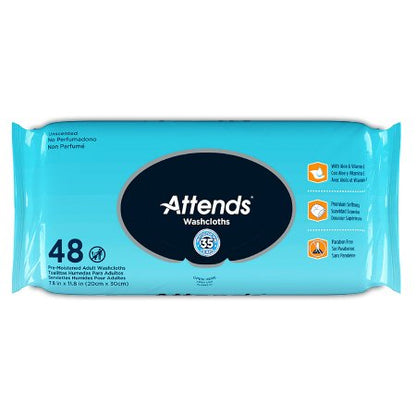 Package of Attends washcloths with a white background