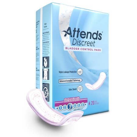 Bladder Control Pad Attends® Discreet Maximum 13 Inch Length, Heavy Absorbency-One Size Fits Most (ADPMAX)