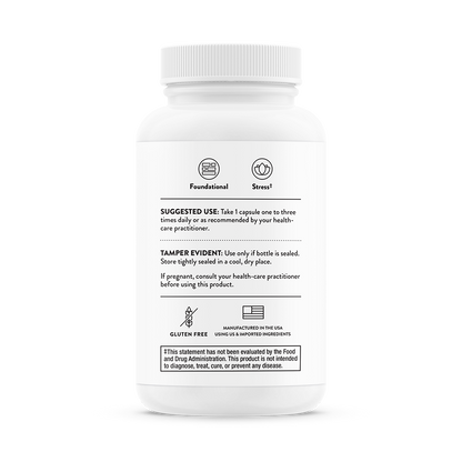 Suggested use for a bottle of Thorne Stress B-Complex dietary supplement
