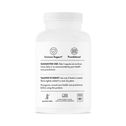 Suggested use for a bottle of Thorne Vitamin C dietary supplement 